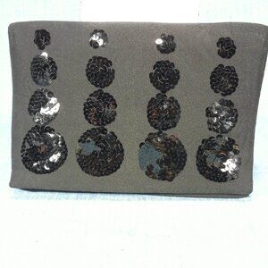 1970s Black Chiffon and Sequin Polka Dot Evening Clutch by Magid